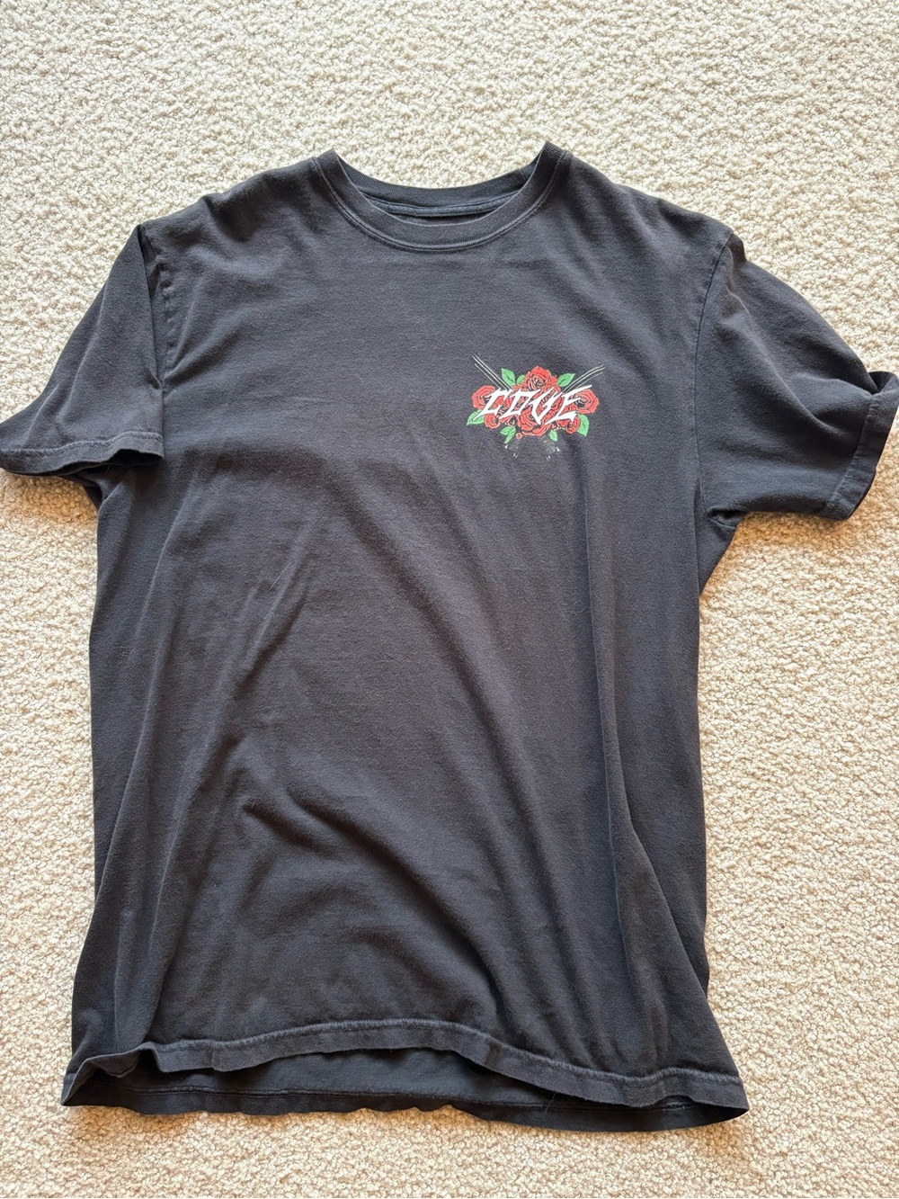 Black Men’s Cove Large Tee shirt with Rose Motif